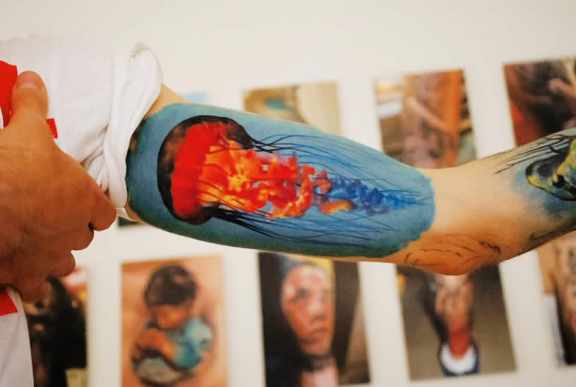 Gorgeous jellyfish arm tattoo