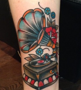 Gramophone tattoo by Nick Oaks