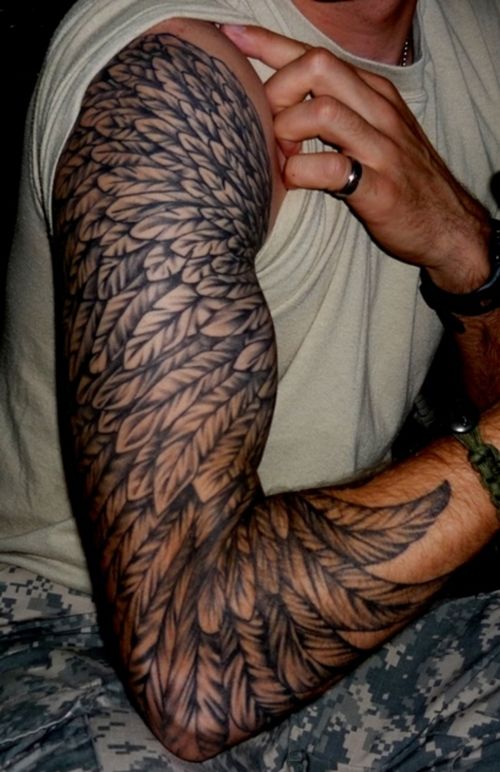 Great shoulder tribal bird tattoo