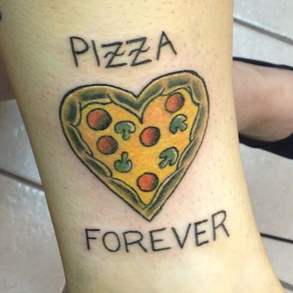 Heart tomatoes, mushrooms and pizza tattoo