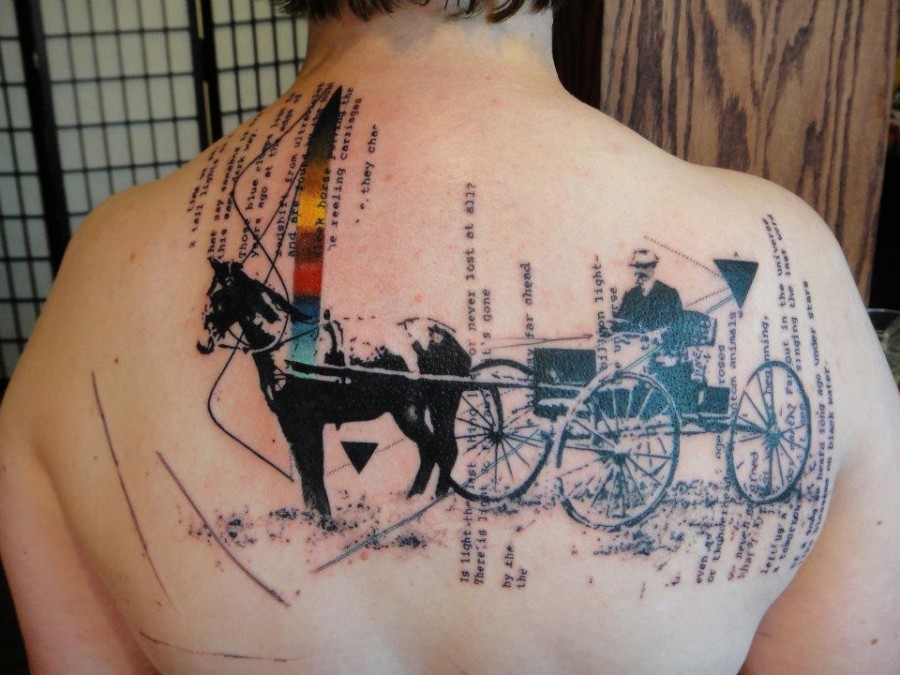 Horse and carriage xoil tattoo