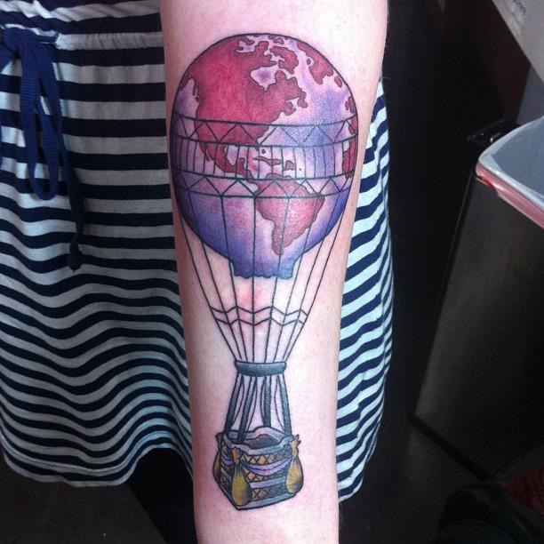 Hot air balloon arm tattoo