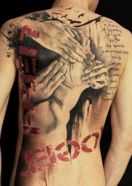 Incredible back tattoo by Florian Karg