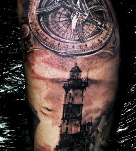 Incredible lighthouse tattoo design