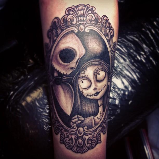 Jack and Sally frame tattoo