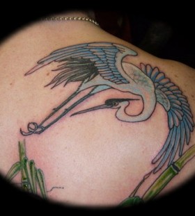 Japanese crane back tattoo