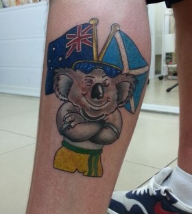 Koala and flags tattoo