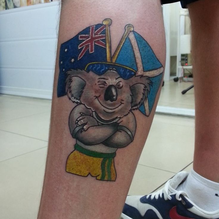 Koala and flags tattoo