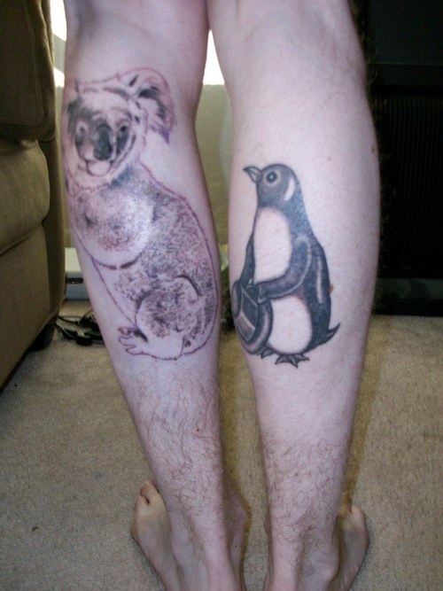 Koala bear leg tattoo