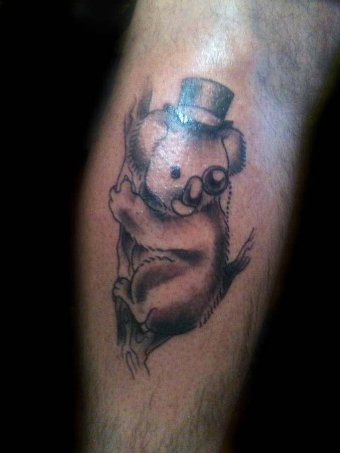 Koala with a hat tattoo