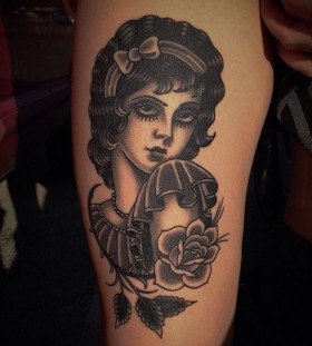 Lady in a dress tattoo