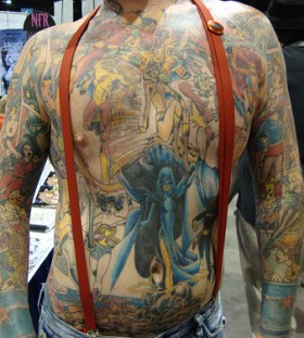 Large marvel comics theme tattoo
