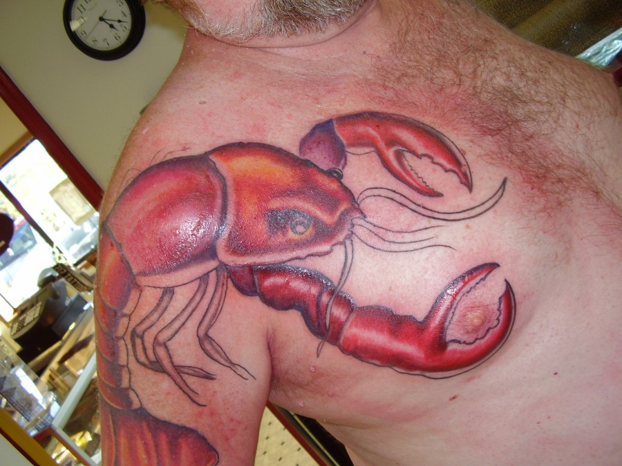 Large red lobster tattoo