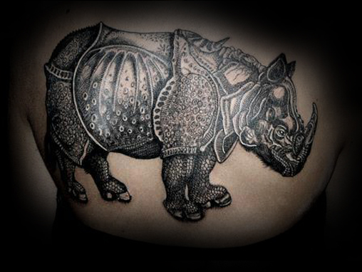 Large rhino back tattoo