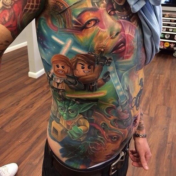 Lego characters tattoo by Kyle Cotterman