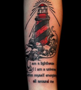 Lighthouse and quote tattoo