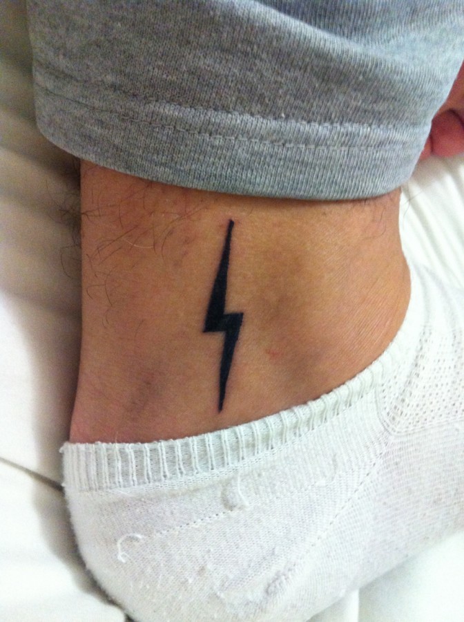 Lightning bolt ankle tattoo