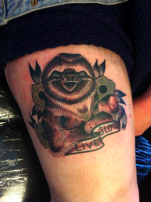 Live slow sloth tattoo