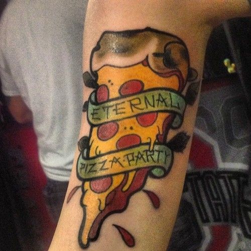 Looking delicous pizza tattoo