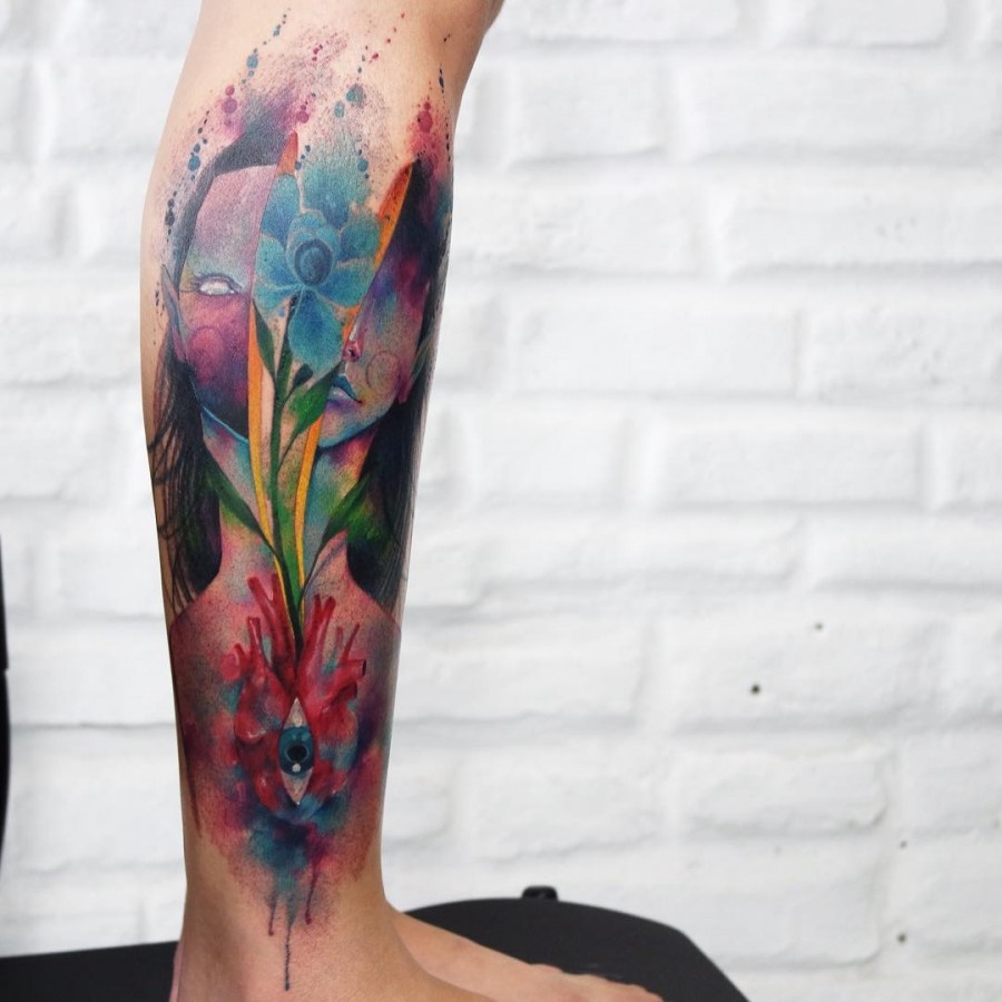 Watercolor Sleeve Tattoos