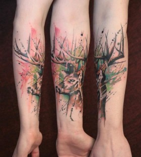Lovely design deer arm tattoo