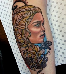 Lovely girl tattoo by Drew Shallis