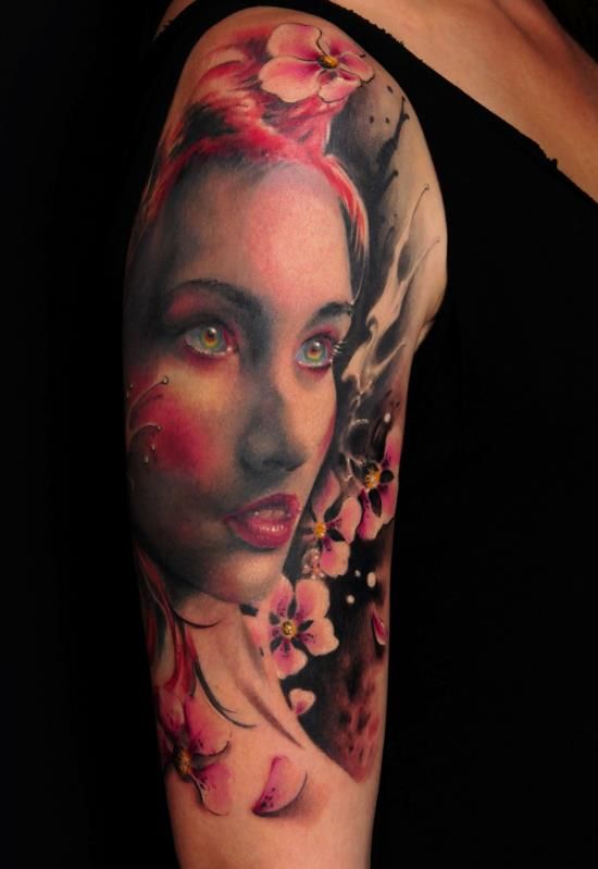 Lovely girl tattoo by Florian Karg