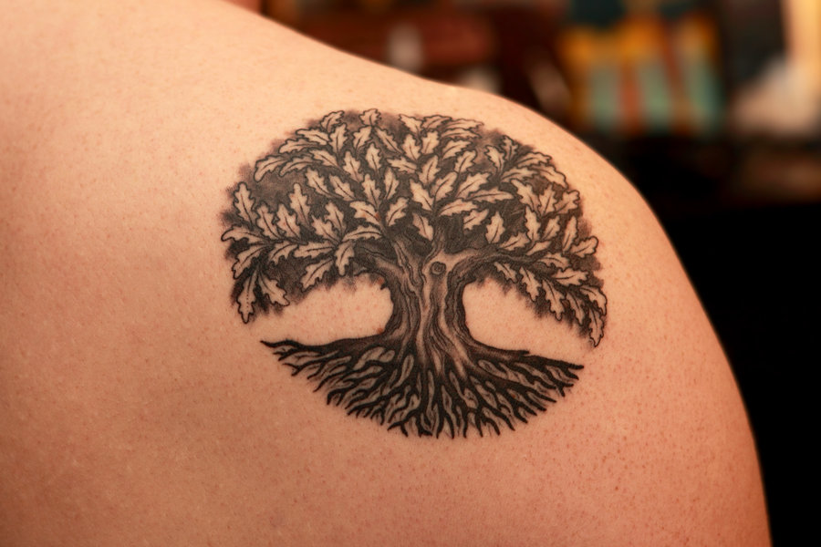 Lovely oak tree tattoo