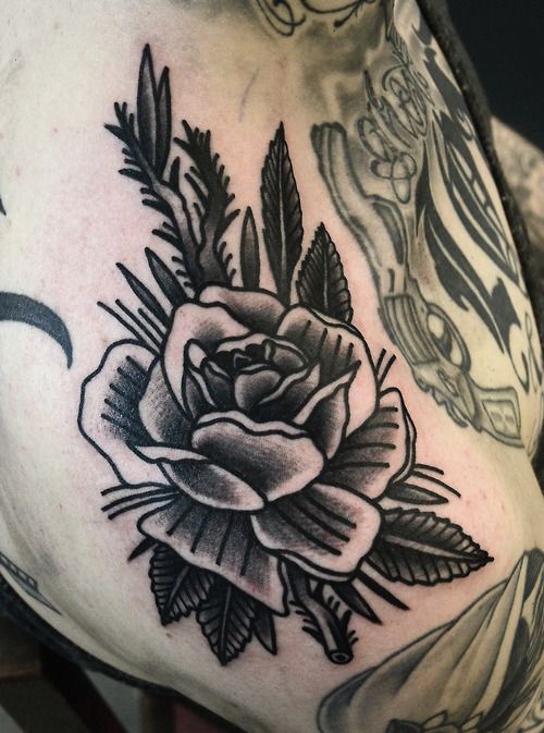 Lovely rose tattoo by Philip Yarnell