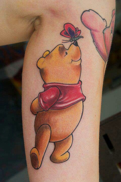 Lovely winnie the pooh leg tattoo