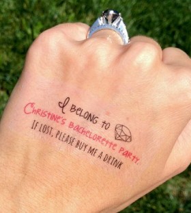 Lovely words and ring bride tattoo
