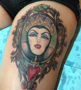 Maleficient frame leg tattoo