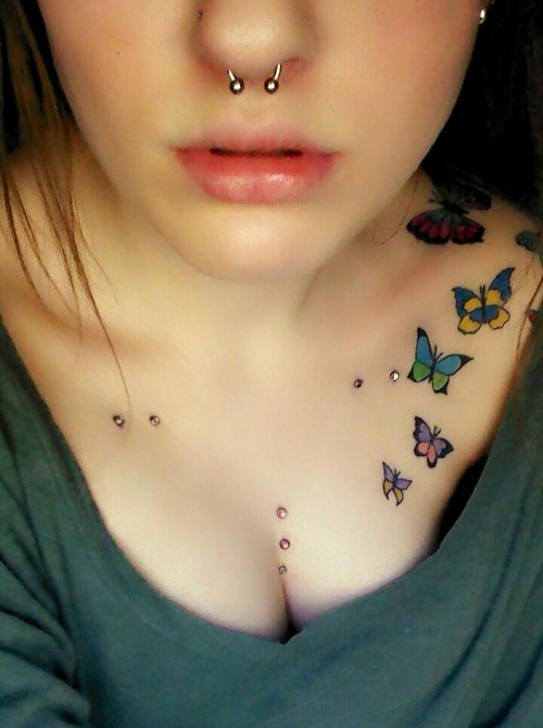 Many colourful butterflies tattoo