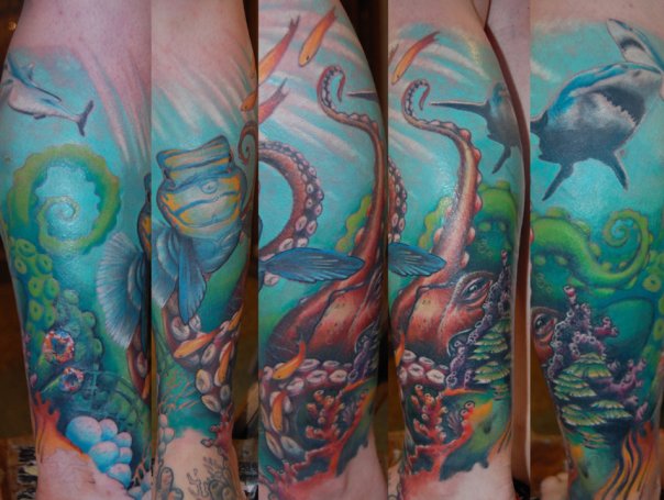 Many ocean creatures tattoo