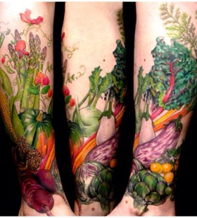 Many vegetables tattoo by Esther Garcia