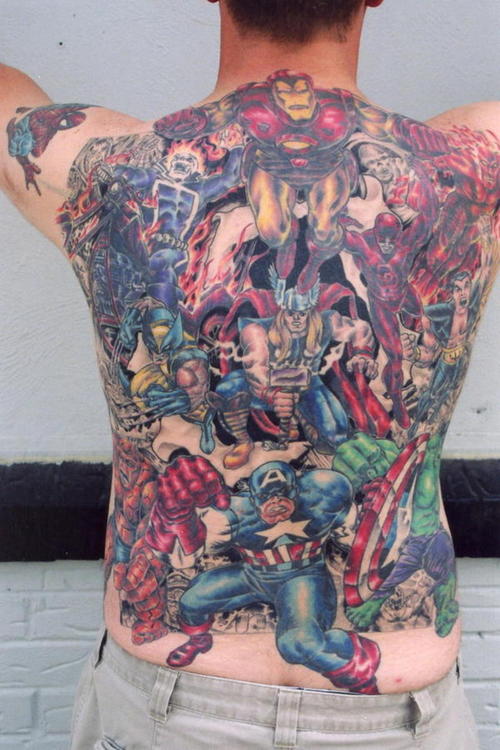 Marvel’s warriors back tattoo