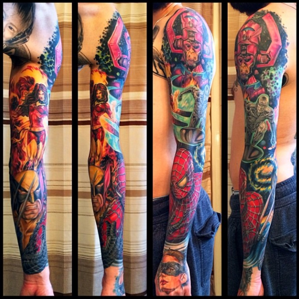 Marvel’s warriors full arm tattoo