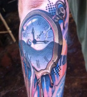 Melting pocket watch tattoo