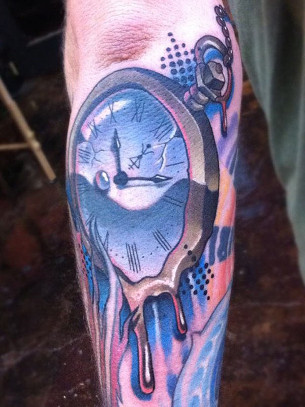 Melting pocket watch tattoo