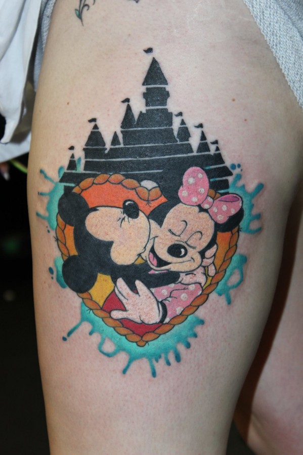 Minnie and Mickey and Disney’s castle tattoo