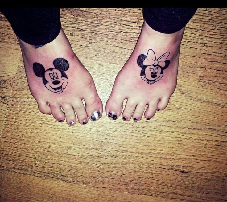 Minnie and Mickey foot tattoos