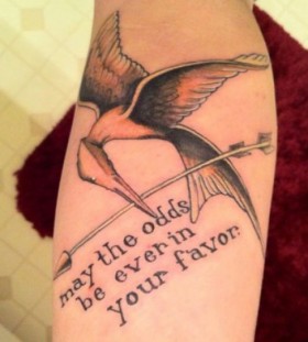 Mockingjay and quote tattoo