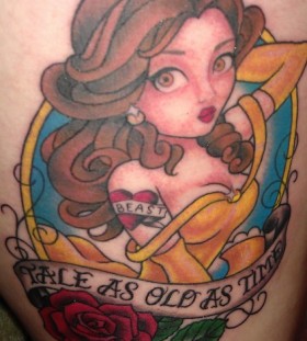 Modern princess belle tattoo