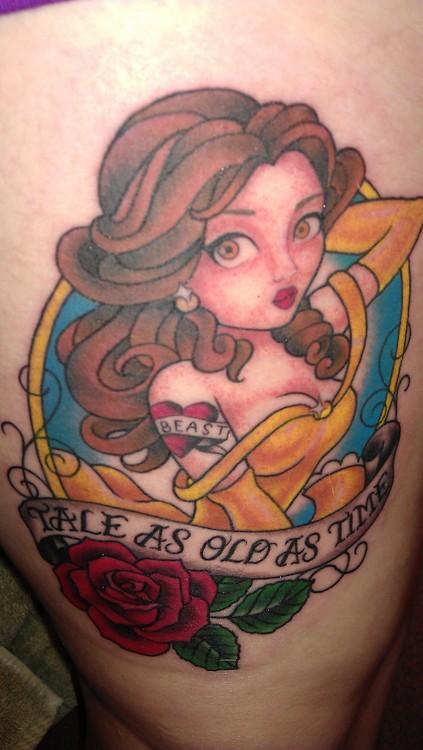 Modern princess belle tattoo