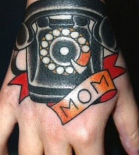 Mom and black telephone tattoo