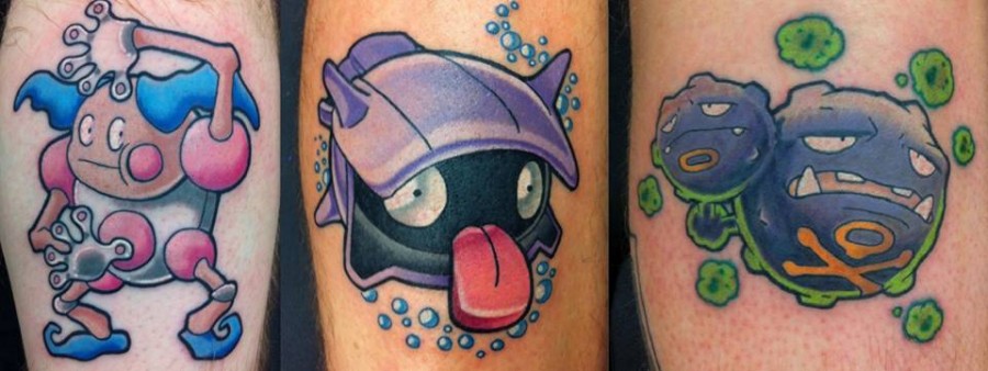 Mr. Mime, Shellder and Koffing Pokemon tattoo