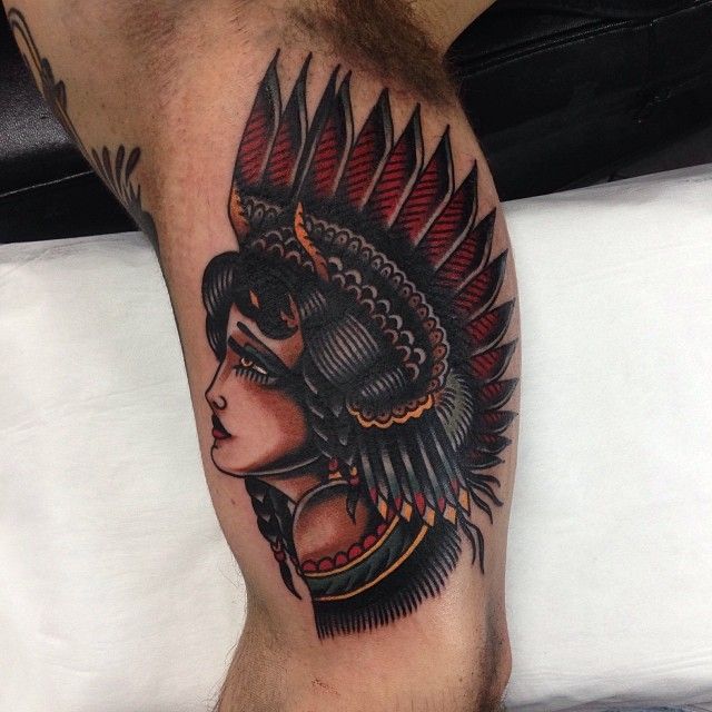 Native american woman tattoo by James McKenna