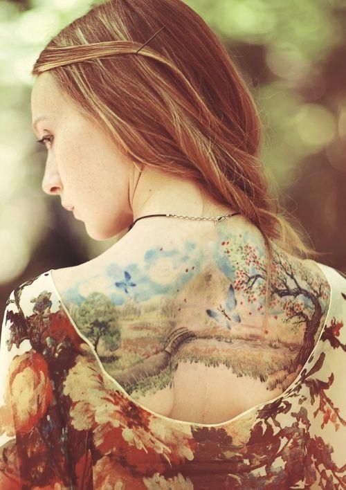 Nature picture lovely watercolor tattoo