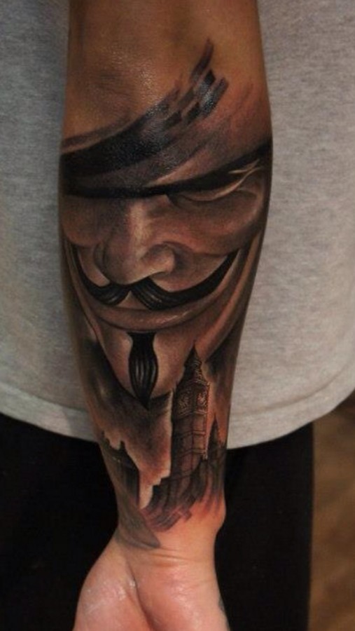 Nice V for vendetta arm tattoo