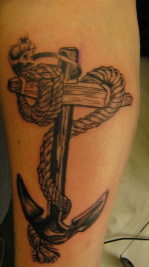 Nice anchor and rope tattoo